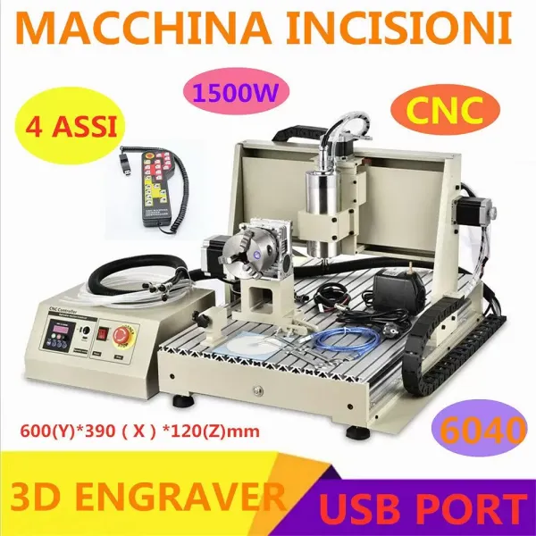6040 4AXIS USB Graver Router Carving Mill Dřevo Machine Metal Carver 1500W
