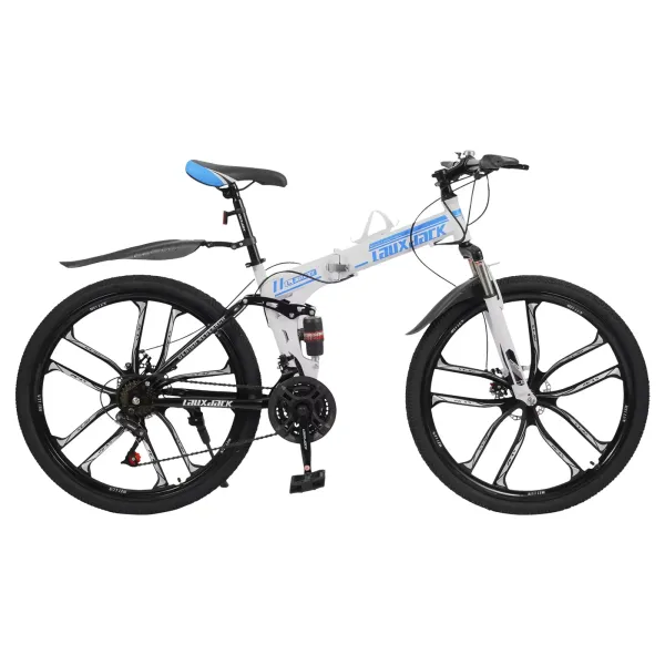 Skládací horské kolo pro dospělé MTB s kotoučovými brzdami 21 rychlostí 26" dvojité tlumení pro ženy Crossbike černá