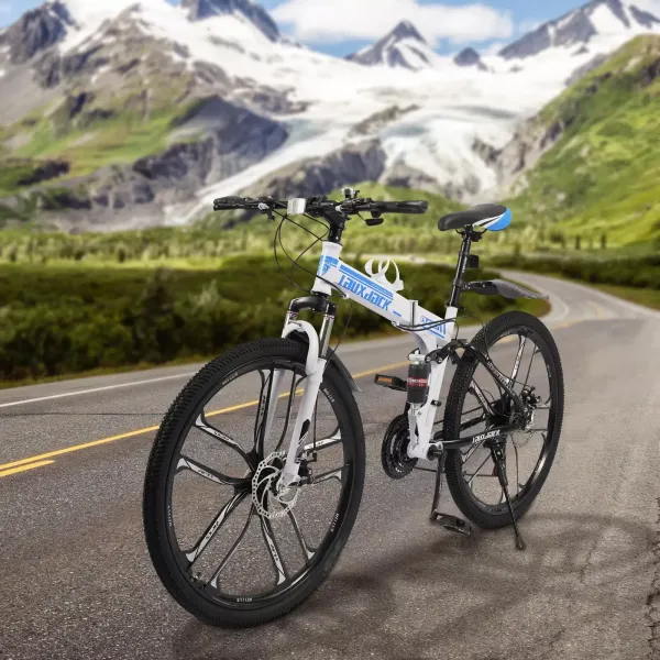 Skládací horské kolo pro dospělé MTB s kotoučovými brzdami 21 rychlostí 26" dvojité tlumení pro ženy Crossbike černá