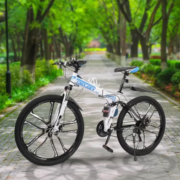 Skládací horské kolo pro dospělé MTB s kotoučovými brzdami 21 rychlostí 26" dvojité tlumení pro ženy Crossbike černá