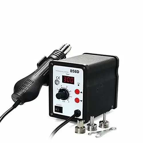 858D+ 700W horkovzdušná pájecí stanice se 3 tryskami pro profesionální a hobby kutily
