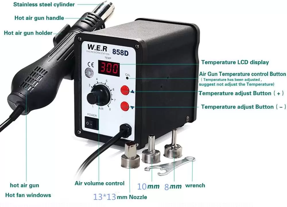 Horkovzdušná pájecí stanice 858D+ 700W