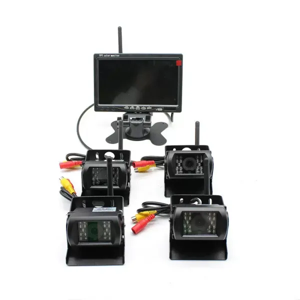 Parkovací asistenční systém pro obytné vozy 4 couvací kamery Rádio 7palcový LCD 4x bezdrátová záložní kamera do auta 7" LCD monitor pro nákladní auto Van