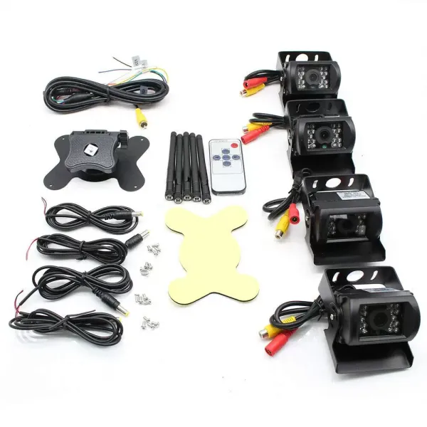 Parkovací asistenční systém pro obytné vozy 4 couvací kamery Rádio 7palcový LCD 4x bezdrátová záložní kamera do auta 7" LCD monitor pro nákladní auto Van