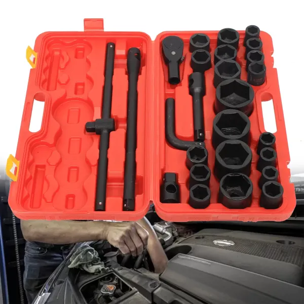 26dílná sada nástrčných klíčů Zásuvky 3/4" & 1" 21-65mm nástrčky Krabice na matice do auta Sada ráčnových krabiček na nářadí Sada ráčnových klíčů pro vlastní potřebu s krabicí 26dílná sada nástrčných klíčů Zásuvky 3/4" & 1" 21-65mm nástrčky Krabice na matice do auta Sada ráčnových krabiček na nářadí Sada ráčnových klíčů pro vlastní potřebu s krabicí