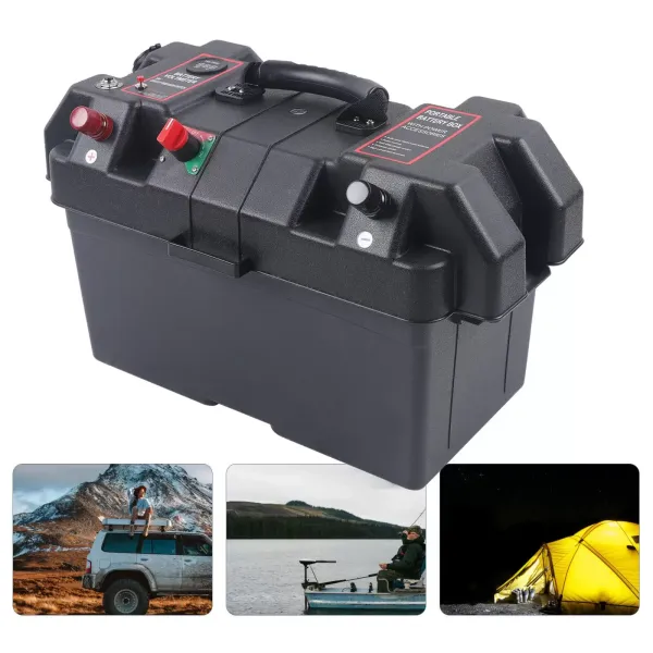 Box Boat Motor Battery Box Elektrický motor Venkovní nafukovací člun Obytný vůz Duální USB porty Baterie Power Boat