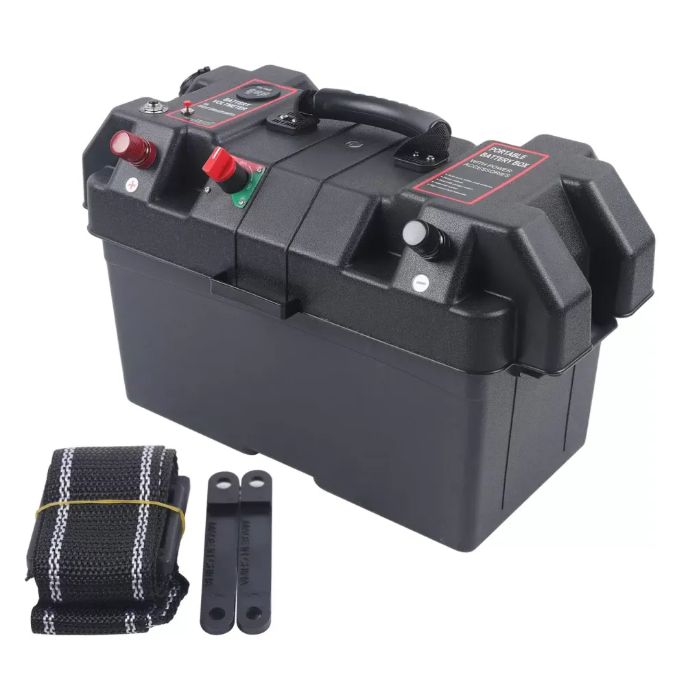 Box Boat Motor Battery Box Elektrický motor Venkovní nafukovací člun Obytný vůz Duální USB porty Baterie Power Boat