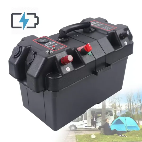 Box Boat Motor Battery Box Elektrický motor Venkovní nafukovací člun Obytný vůz Duální USB porty Baterie Power Boat