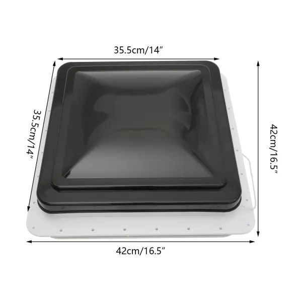 Vent Transparentní střešní světlík 42 x 42 cm 14" pro karavan nebo obytný vůz pro karavany