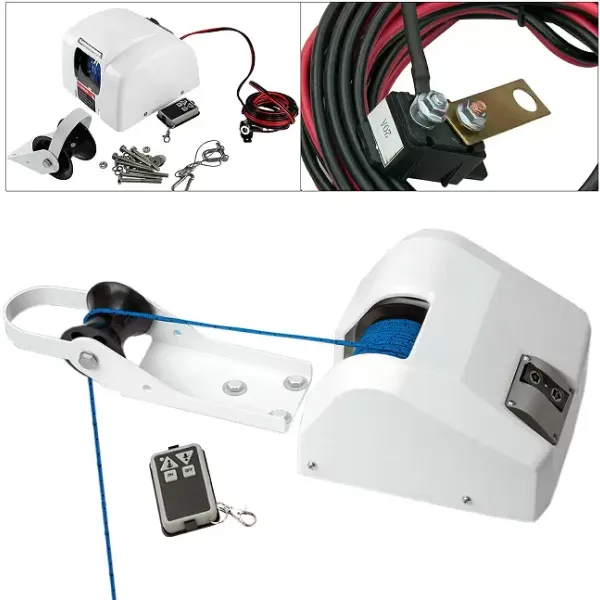 Elektrický kotevní naviják 25 lb pro slanou vodu s dálkovým ovládáním 30 m x 5 mm předem stočený splétaný kotevní kabel Elektrický kotevní naviják 25 lb pro slanou vodu s dálkovým ovládáním 30 m x 5 mm předem stočený splétaný kotevní kabel
