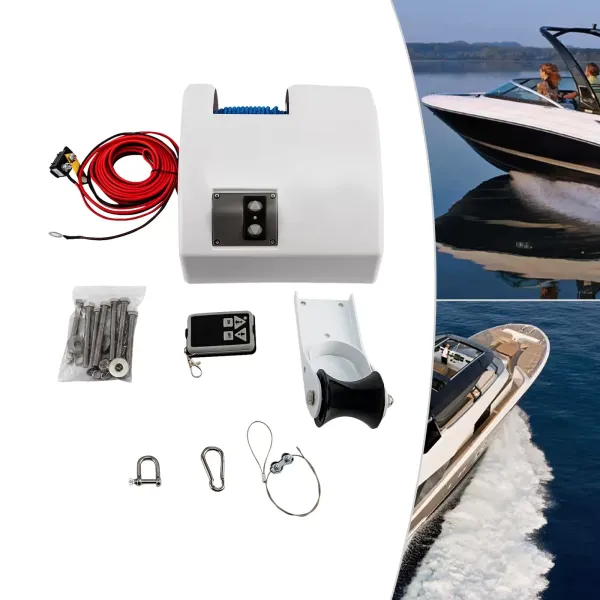 Elektrický kotevní naviják 25 lb pro slanou vodu s dálkovým ovládáním 30 m x 5 mm předem stočený splétaný kotevní kabel