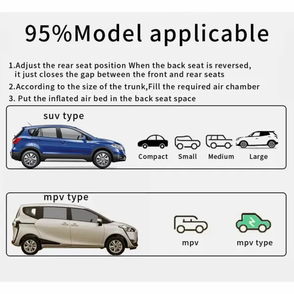 Auto matrace Nafukovací matrace SUV Camping Air Matrace nafukovací postel pro venkovní kempingové aktivity
