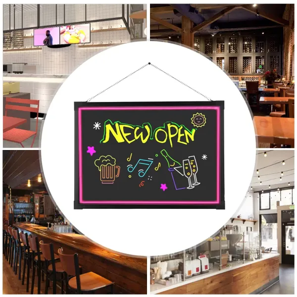 LED osvětlená nástěnka pro psaní zpráv, 16" x 24" vývěska s neonovým efektem smazatelná nabídka, režimy blikání, nástěnka s dálkovým ovládáním LED osvětlená nástěnka pro psaní zpráv, 16" x 24" vývěska s neonovým efektem smazatelná nabídka, režimy blikání, nástěnka s dálkovým ovládáním