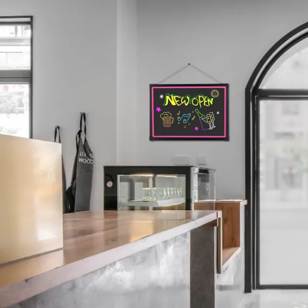 LED osvětlená nástěnka pro psaní zpráv, 16" x 24" vývěska s neonovým efektem smazatelná nabídka, režimy blikání, nástěnka s dálkovým ovládáním LED osvětlená nástěnka pro psaní zpráv, 16" x 24" vývěska s neonovým efektem smazatelná nabídka, režimy blikání, nástěnka s dálkovým ovládáním
