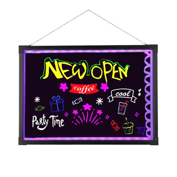 DIY světelná reklamní cedule – 50 cm x 70 cm – s dálkovým ovládáním a 8 neonovými tužkami – reklamní cedule pro kavárnu, bar (bez baterie)