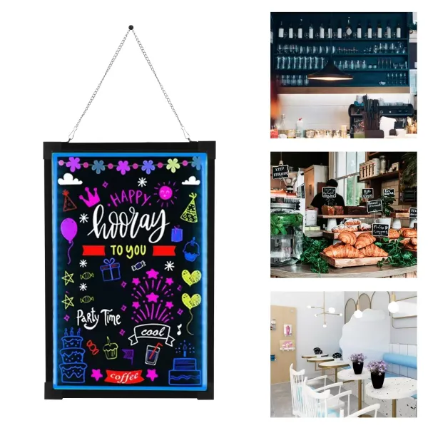 LED nástěnka 60 cm x 80 cm s dálkovým ovládáním a 8 neonovými pery, DIY design pro kavárnu, bar, restauraci, svatbu LED nástěnka 60 cm x 80 cm s dálkovým ovládáním a 8 neonovými pery, DIY design pro kavárnu, bar, restauraci, svatbu
