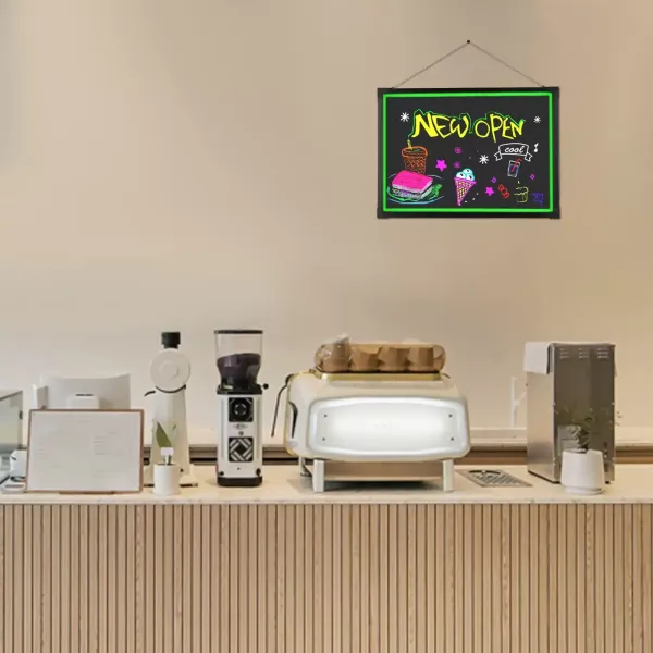 LED nástěnka 60 cm x 80 cm s dálkovým ovládáním a 8 neonovými pery, DIY design pro kavárnu, bar, restauraci, svatbu