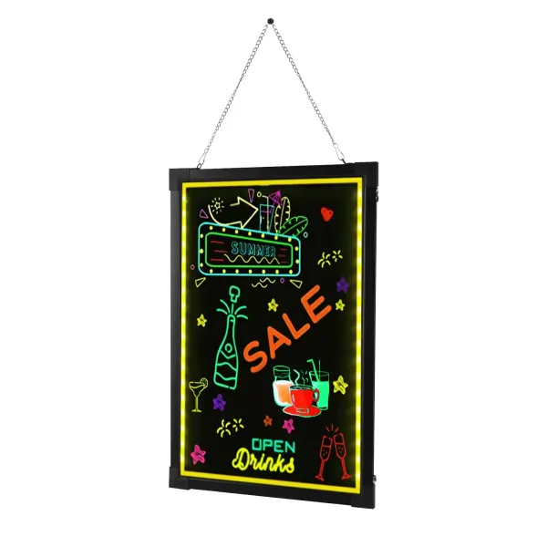 LED nástěnka 60 cm x 80 cm s dálkovým ovládáním a 8 neonovými pery, DIY design pro kavárnu, bar, restauraci, svatbu