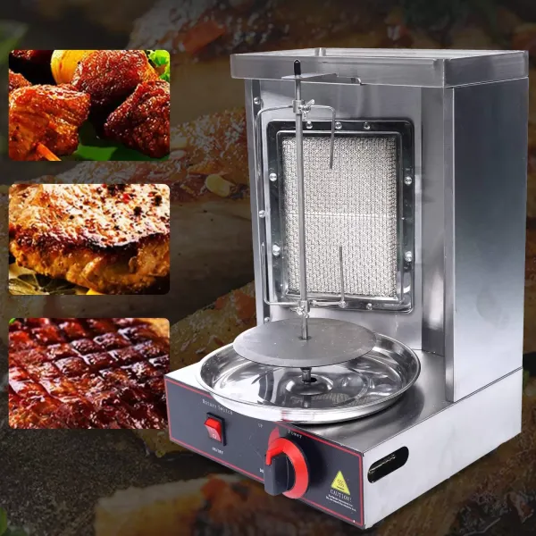 Nerezový plynový vertikální grilovací stroj na kebab