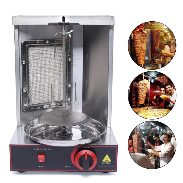 Nerezový plynový vertikální grilovací stroj na kebab