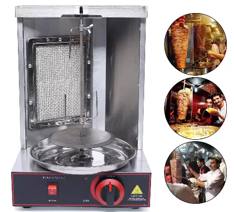 Nerezový plynový vertikální grilovací stroj na kebab