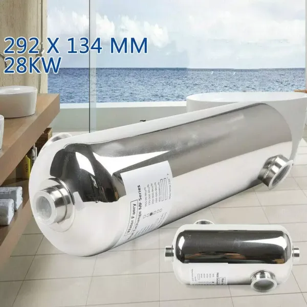 28 kW nerezový výměník tepla pro bazén, saunu atd. 29,2 x 13,4 cm 28 kW nerezový výměník tepla pro bazén, saunu atd. 29,2 x 13,4 cm