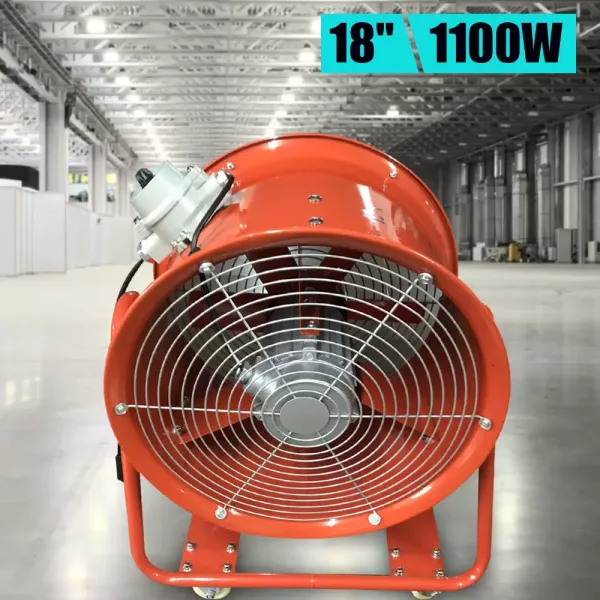 18" přenosný axiální ventilátor 3450 ot./min, 1100 W, kovový průmyslový odsavač odolný proti výbuchu