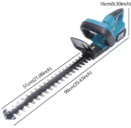 Akumulátorové nůžky na živý plot 51 cm dvojité stříhací čepele SK5 Elektrické nůžky na živý plot s dvoučinným asymetrickým ostřím, baterie 4 Ah, 600 W, baterie a nabíječka součástí balení, modrá