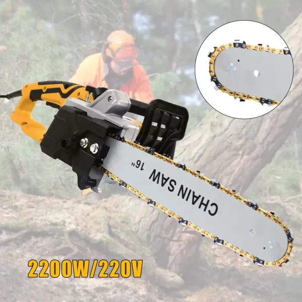 Elektrická řetězová pila 2000 W 16" - Pro motorovou pilu - Měděná žlutá - 800 ot./min - Hliníková převodovka