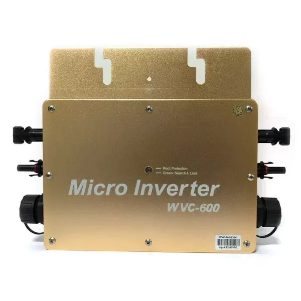WVC-600W MPPT mikro invertor, IP65 vodotěsný solární invertor, s připojením PV Grid Digitální invertor, 22-50VDC (zlatá)