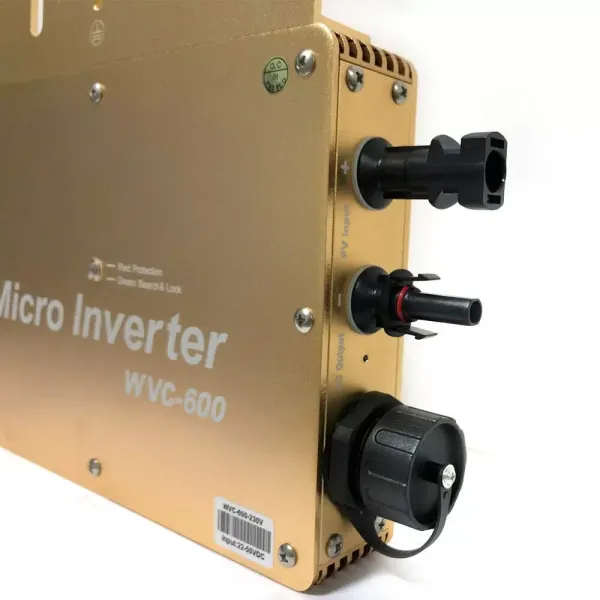 WVC-600W MPPT mikro invertor, IP65 vodotěsný solární invertor, s připojením PV Grid Digitální invertor, 22-50VDC (zlatá)