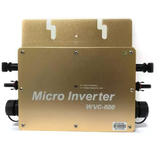 WVC-600W MPPT mikro invertor, IP65 vodotěsný solární invertor, s připojením PV Grid Digitální invertor, 22-50VDC (zlatá)