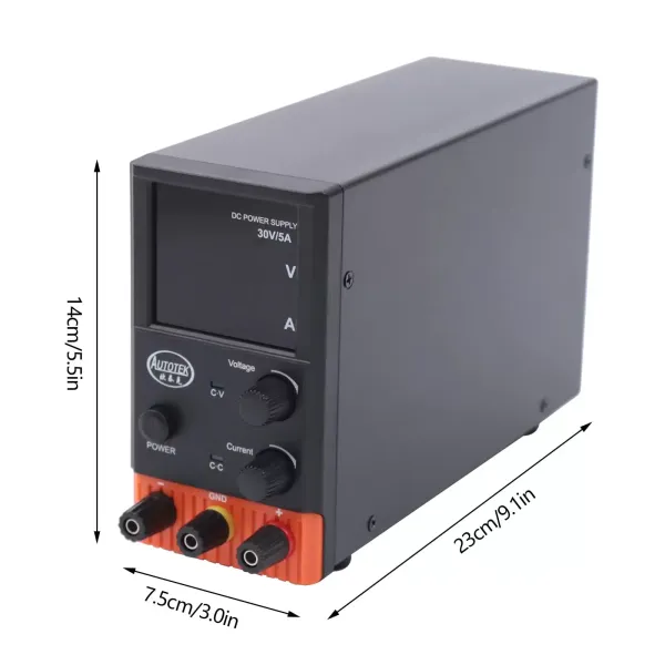 Laboratorní napájecí zdroj 220V 5A DC Nastavitelný se 4místným LED displejem, evropský napájecí kabel