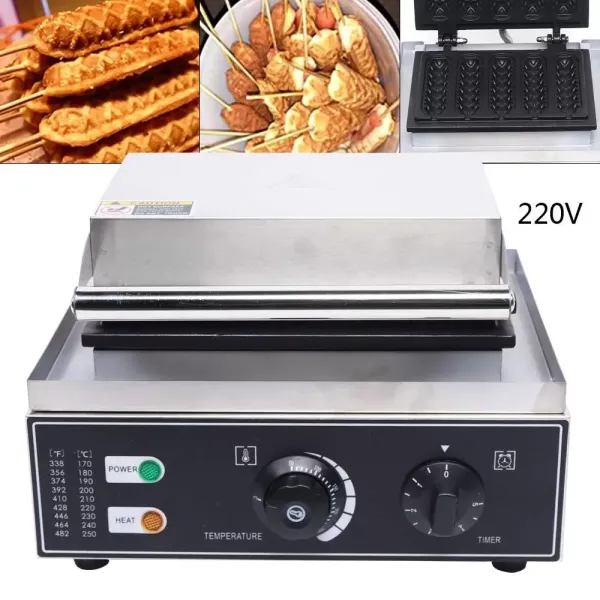 Sada 5 1500 W hot dog vaflí s teflonovým nepřilnavým povrchem 14 x 4 cm