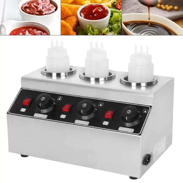 Elektrický ohřívač omáček s nastavitelným výkonem 240 W na 3 láhve pro restauraci