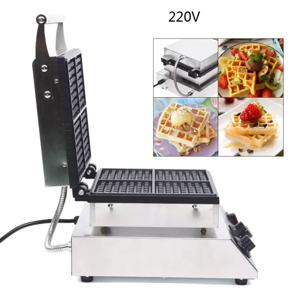 1750 W vaflovač pro 4 belgické vafle, nepřilnavý povrch, čtvercový vaflovač, s časovačem a termostatem