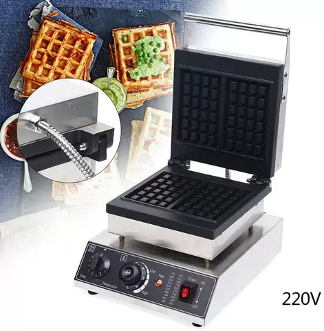 1500 W čtvercový vaflovač pro 2 belgické vafle - Nepřilnavý povrch - S časovačem a termostatem