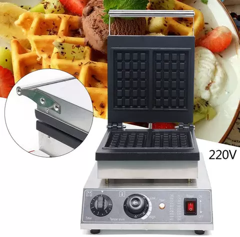 1500 W čtvercový vaflovač pro 2 belgické vafle - Nepřilnavý povrch - S časovačem a termostatem