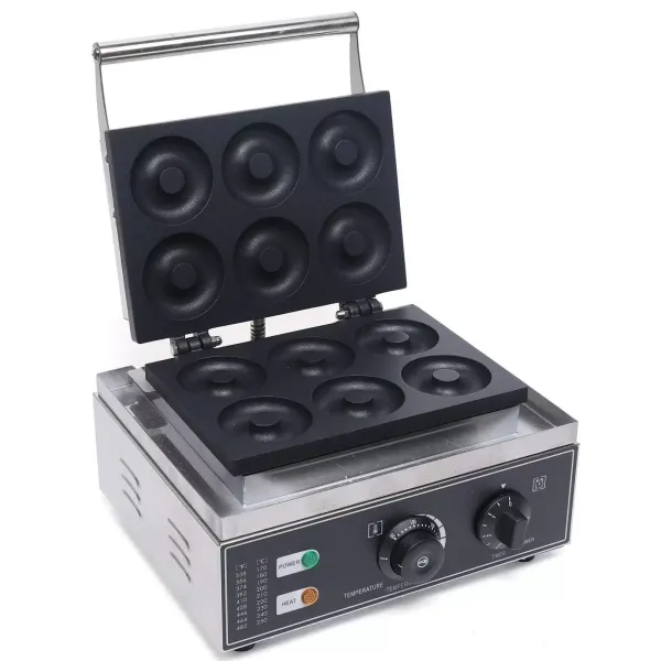 Elektrický koblihový stroj na 6 koblih - 220 V - Nerezová ocel