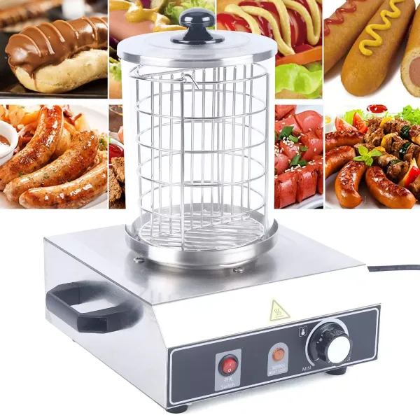 Hot Dog Maker Hot Dog Warmer Profesionální Hot Dog Machine Hot Dog Zařízení Nerezová klec 350 Watt Parní nádoba na párky v rohlíku pro párky v rohlíku