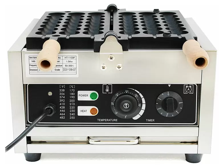 Komerční vaflovač na bublinky - 1500 W - Pro 21 minikuchyň - Nepřilnavé talíře - Snadné čištění od 50 do 300 °C - Nastavitelná teplota pomocí časovače