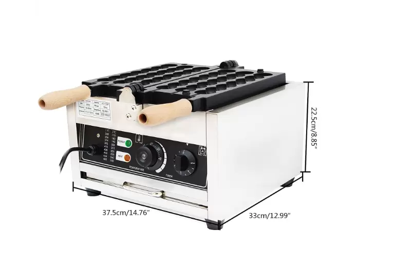 Komerční vaflovač na bublinky - 1500 W - Pro 21 minikuchyň - Nepřilnavé talíře - Snadné čištění od 50 do 300 °C - Nastavitelná teplota pomocí časovače