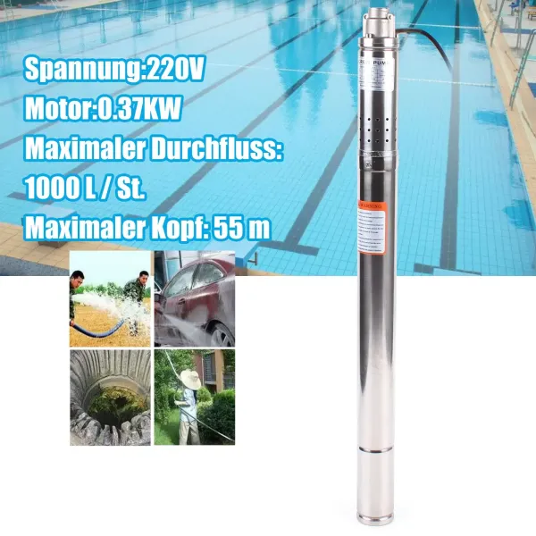 2palcové 370W čerpadlo do hlubokých studní Nerezové ponorné čerpadlo Vodní čerpadlo Ponorné čerpadlo 2" čerpadlo do hlubokých studní Zahradní vodní čerpadlo