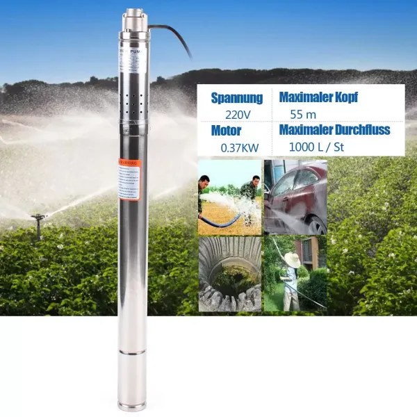 2palcové 370W čerpadlo do hlubokých studní Nerezové ponorné čerpadlo Vodní čerpadlo Ponorné čerpadlo 2" čerpadlo do hlubokých studní Zahradní vodní čerpadlo