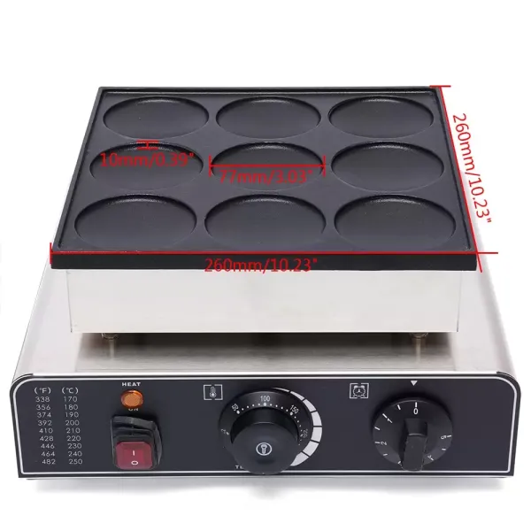 Elektrický krepovač Komerční krepovač pro 9 palačinek Dorayaki (3,03 x 3,03 x 0,39 palce) Elektrický krepovač Komerční krepovač pro 9 palačinek Dorayaki (3,03 x 3,03 x 0,39 palce)