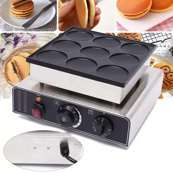 Elektrický krepovač Komerční krepovač pro 9 palačinek Dorayaki (3,03 x 3,03 x 0,39 palce)