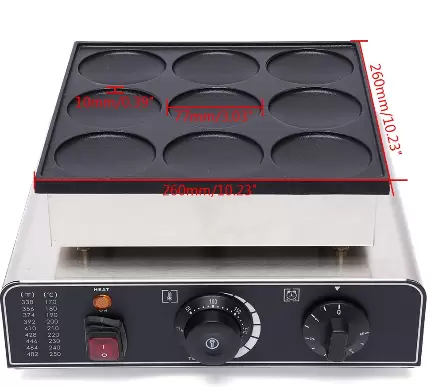 Elektrický krepovač Komerční krepovač pro 9 palačinek Dorayaki (3,03 x 3,03 x 0,39 palce)