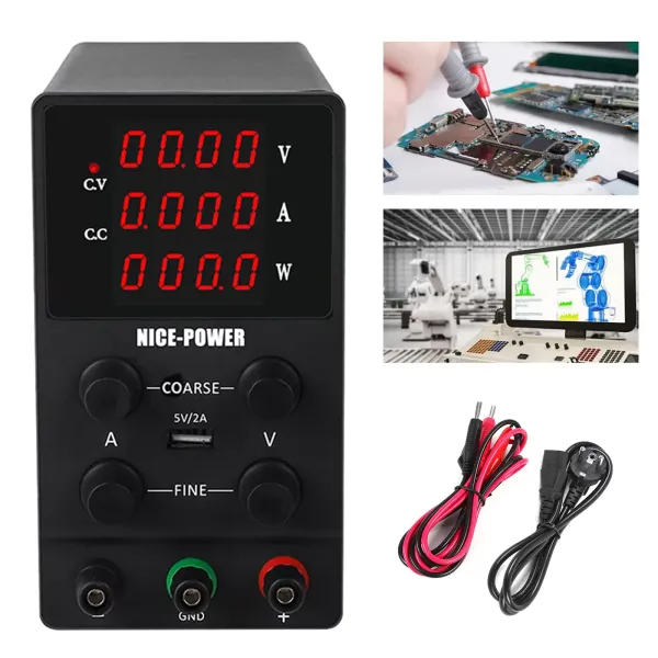 Nastavitelný DC laboratorní zdroj se 4místným LED displejem 0-30V 0-10A Stabilizační laboratorní zdroj