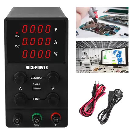 Nastavitelný DC laboratorní zdroj se 4místným LED displejem 0-30V 0-10A Stabilizační laboratorní zdroj