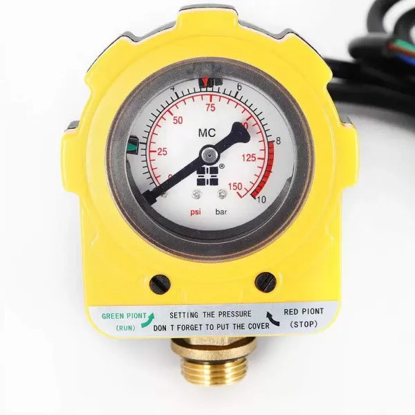 Regulátor tlaku 220V 10 barů - Automatický regulátor tlaku vodního čerpadla - Elektronický spínač pro ponorné čerpadlo, samonasávací čerpadlo, proudové čerpadlo (NPT1/2" žlutá)